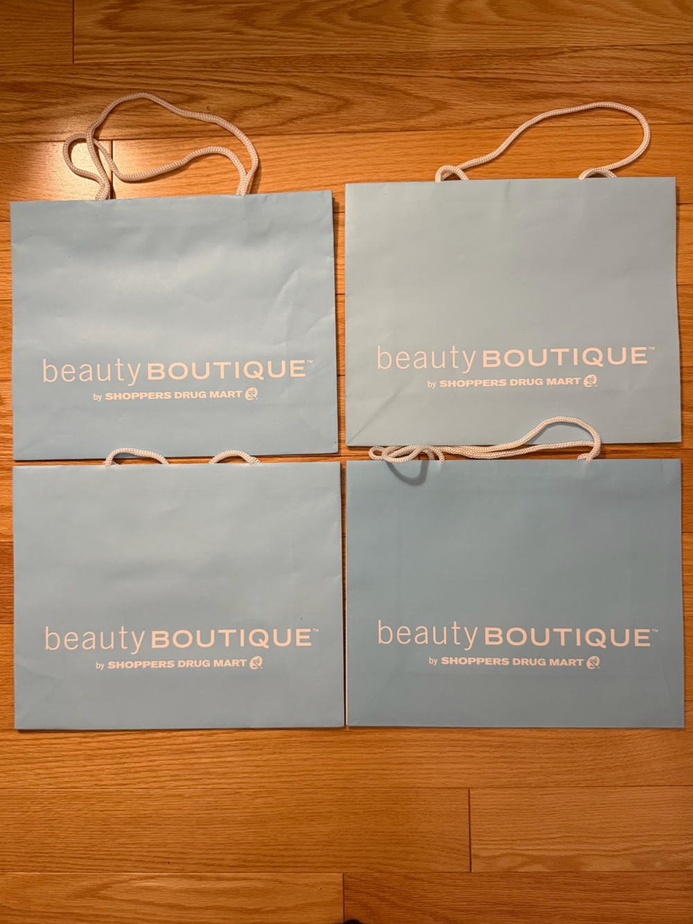 Beauty Boutique Lot of 4 Light Blue Gift Tote Bag  Medium